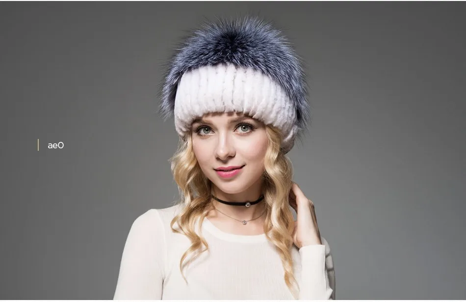 Fashion Womens Fur Beanies Real Rex Rabbit Fur Hats with Stripe Design Hat Ladies Winter Warm Rex Rabbit Fur Caps (9)