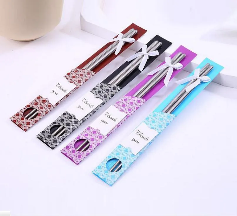 

1000pcs=500Pair/LOT East Meets West Stainless steel chopsticks favor+Chinese style wedding favors