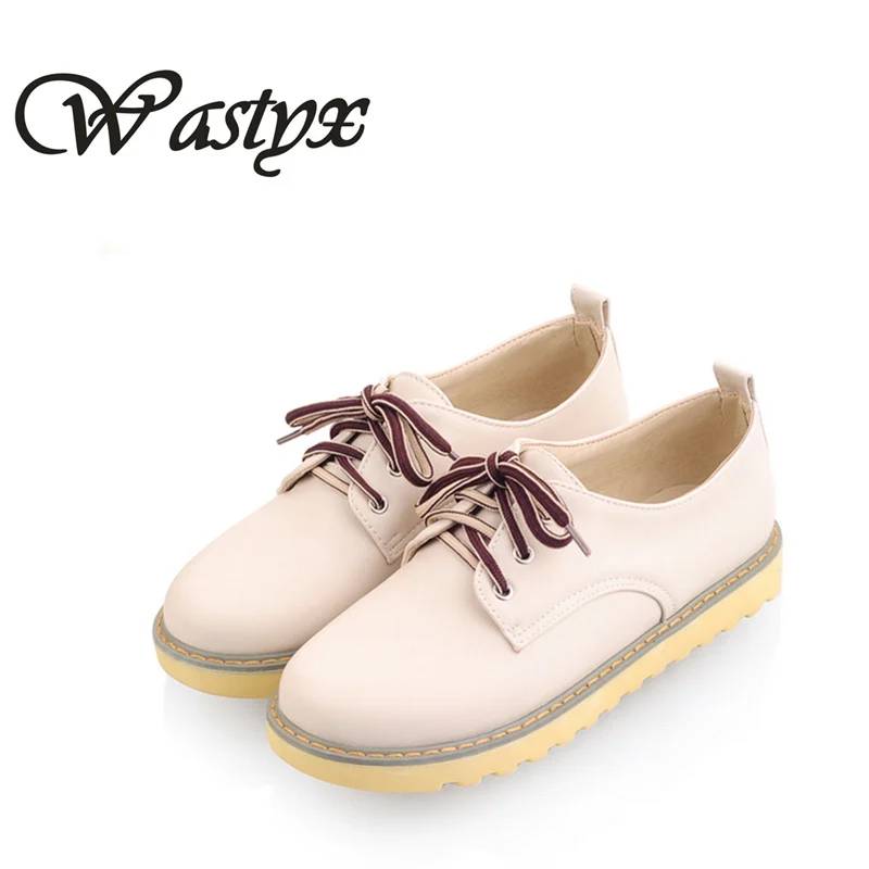 

Flat women shoes Casual Lace-Up round toe shoes woman 2017 new spring autumn footwear big size 34-43
