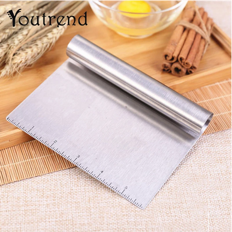  1 piece Pastry Cutter Stainless Steel Pizza Dough Bench Scraper Cutter Kitchen Flour Slicer Baking 