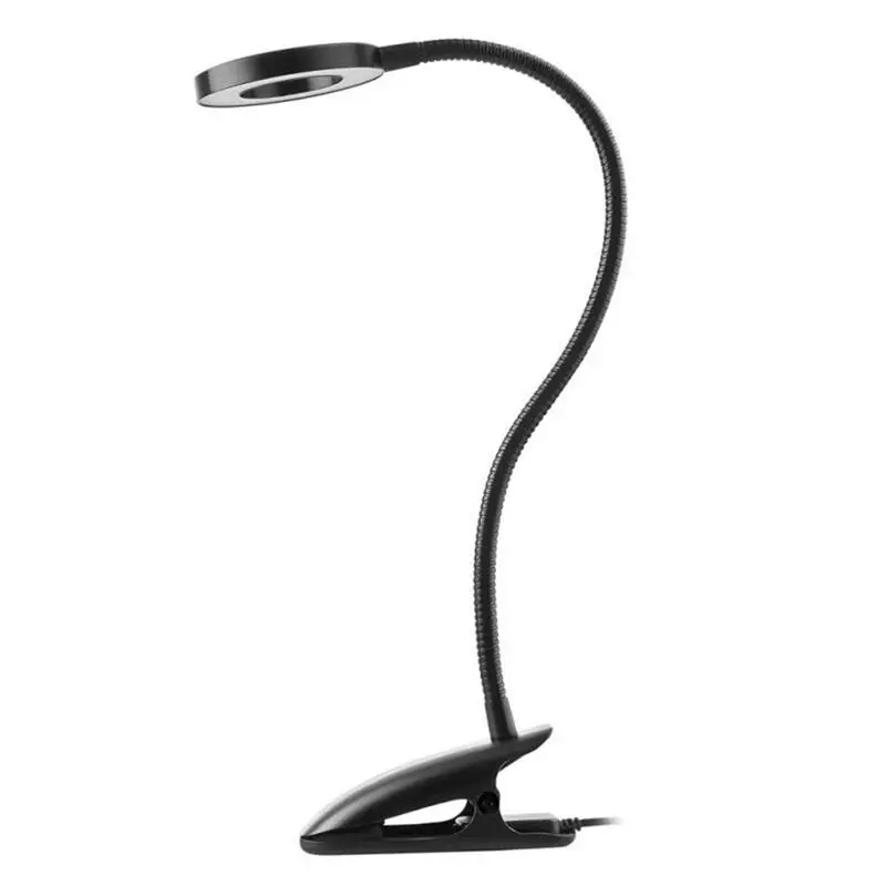 

6W Clip Lamp Clip On LED Reading Light for Beauty Makeup Reading Studying with Arbitrary Touch Switch Button (Black)