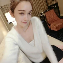 Натуральный норковый кашемировый свитер, женские кашемировые пуловеры, вязаная норковая куртка, заказной цвет, M35