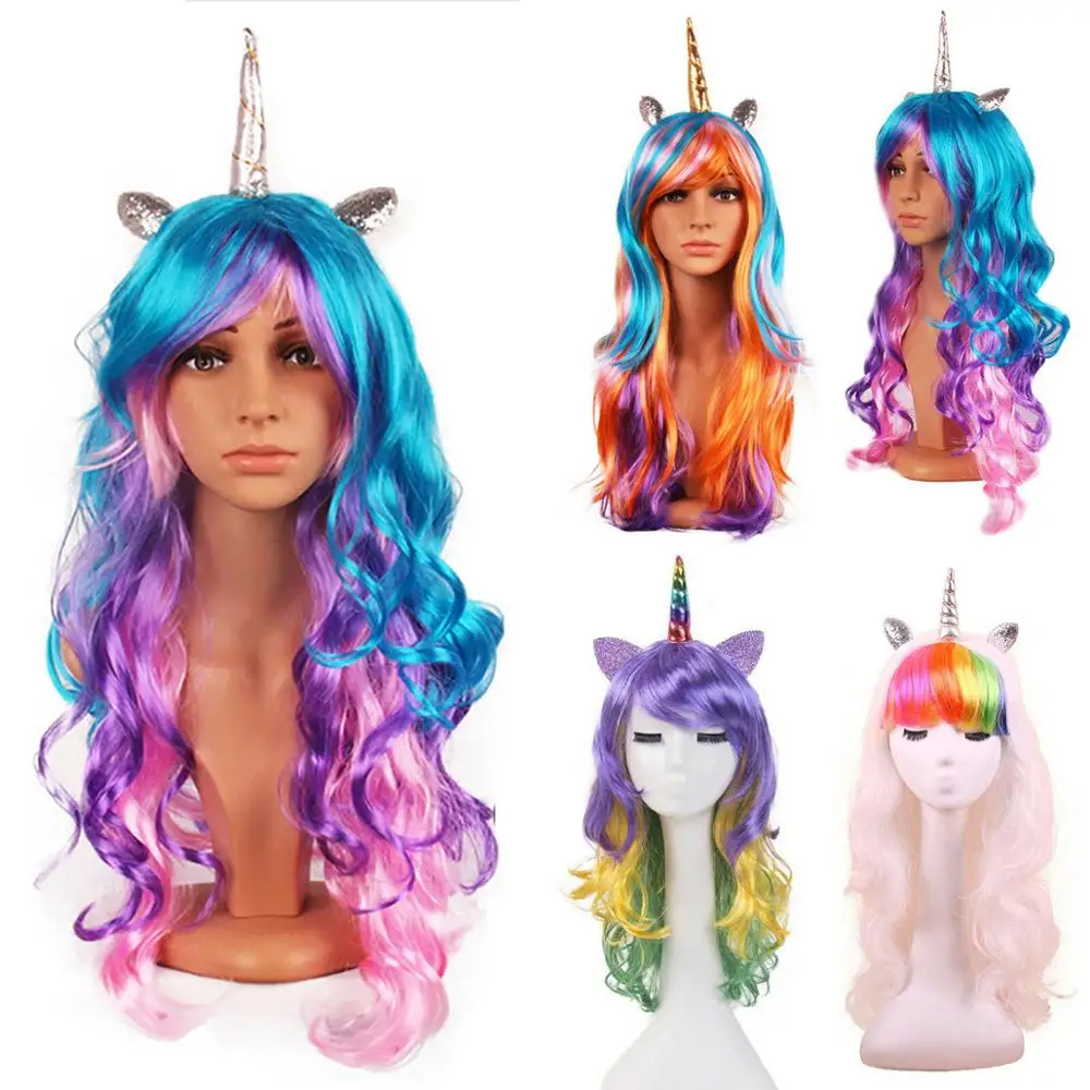 Adult Unicorns Friendship Mythical Magic Pony Unicorn Horn Ears Hair Costume Wig