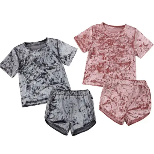

Toddler Kids Baby Girl Velvet Outfit Clothes T-shirt Top+Pants/Trousers 2PCS Set