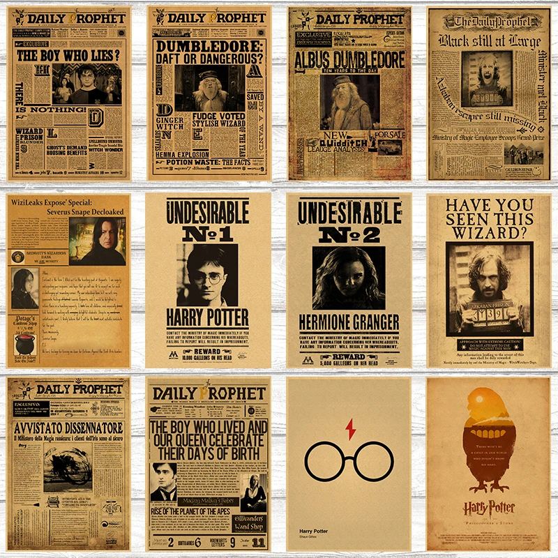

Harry Potter Wanted Order Undesirable Vintage Retro Kraft Poster Decorative DIY Wall Stickers Home Bar Posters Decor Gift