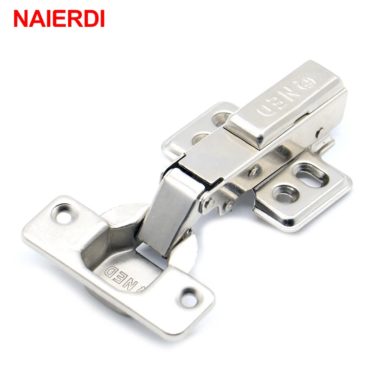 NAIERDI 4PCS C Series Stainless Steel Hydraulic Hinge Iron Core Damper Buffer Cabinet Hinges Cupboard Door Hinges Soft Close