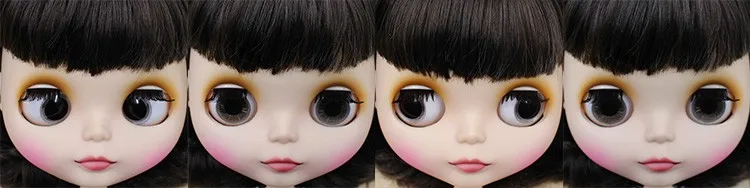 Neo Blythe Doll with Black Hair, Crossed Eyes, White Skin, Matte Cute Face & Custom Jointed Body 2