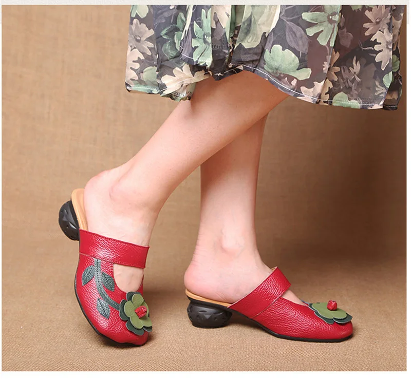 2018 New Summer National Style Women Slides Genuine Leather Half Slippers Retro Handmade Ladies Shoes Comfortable Female Sandals (16)