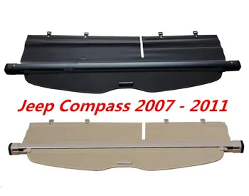 

Car Rear Trunk Security Shield Shade Cargo Cover For Jeep Compass 2007 2008 2009 2010 2011 (Black beige)
