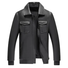 Кожаная куртка Мужская мягкая действительно мужская кожаная куртка деловые повседневные пальто мужские jaqueta masculinas Inverno Couro Большие размеры XXXL 4X