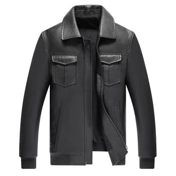 

Leather Jacket Men Soft really Leather Jacket Male Business casual Coats Man Jaqueta Masculinas Inverno Couro Large size XXXL 4X