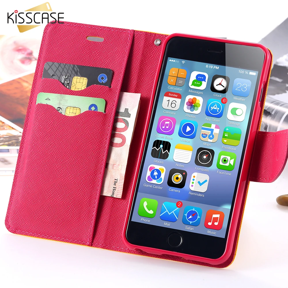 KISSCASE For Apple iphone 5 5S SE 5C Leather Cases Wallet Pouch Stand Card Slot Holder Phone ...