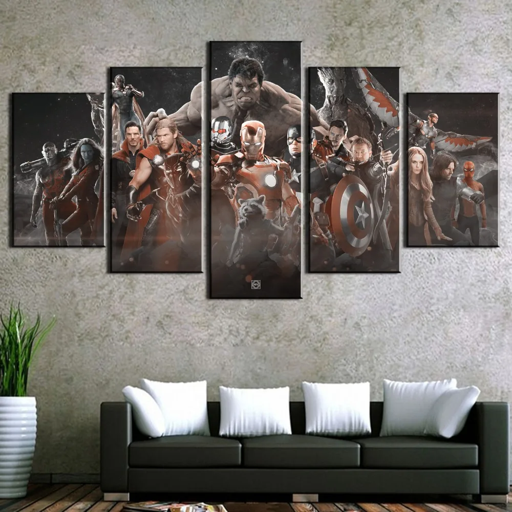 

5 Pieces Canvas Art Avengers Infinity War Movie Modern Decorative Paintings on Canvas Wall Art for Home Decorations Wall Decor