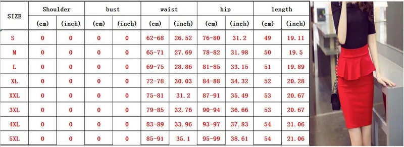 SexeMara Новинка Весна 5XL большой размер баска Офисная Женская юбка с оборками Женская Сексуальная мини-юбка карандаш с разрезом красная черная юбка