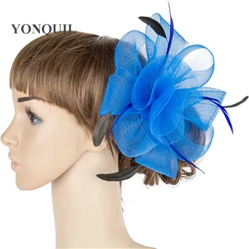 

Multiple color crinoline fascinator headwear colorful mesh wedding headpiece red bar hair accessories suit for all season MYQ038