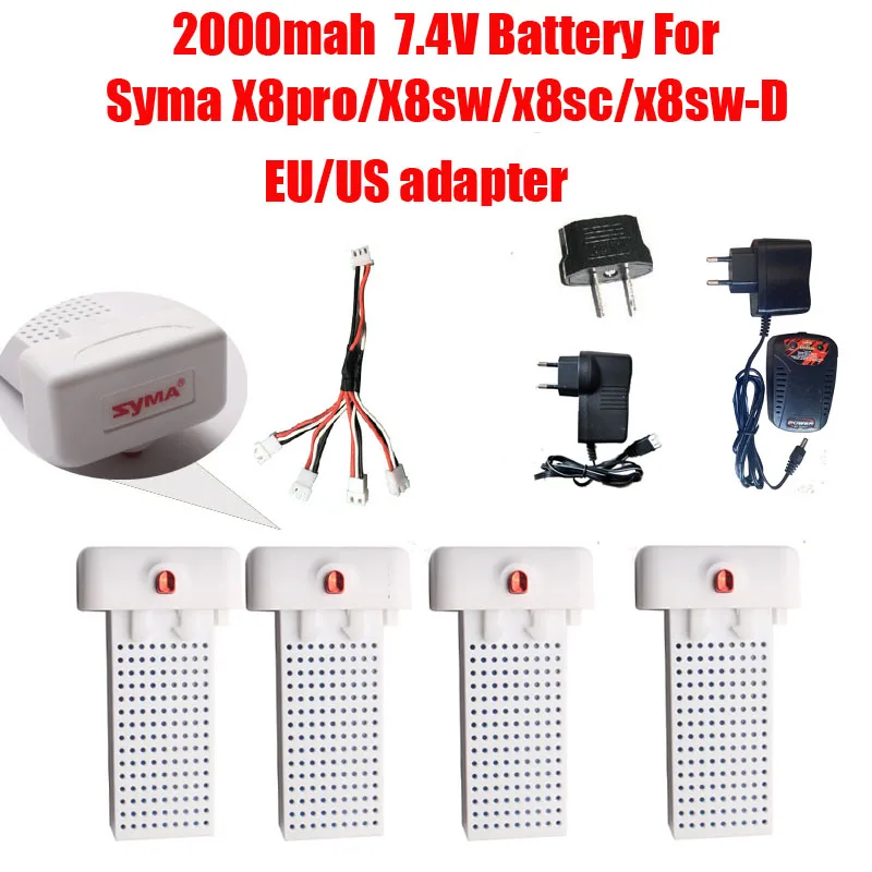 

7.4V 2000mAh battery Syma X8SW X8SC X8 Pro battery Ultra-high Capacity rc drone quadcopter Syma X8sw X8SC series Spare parts