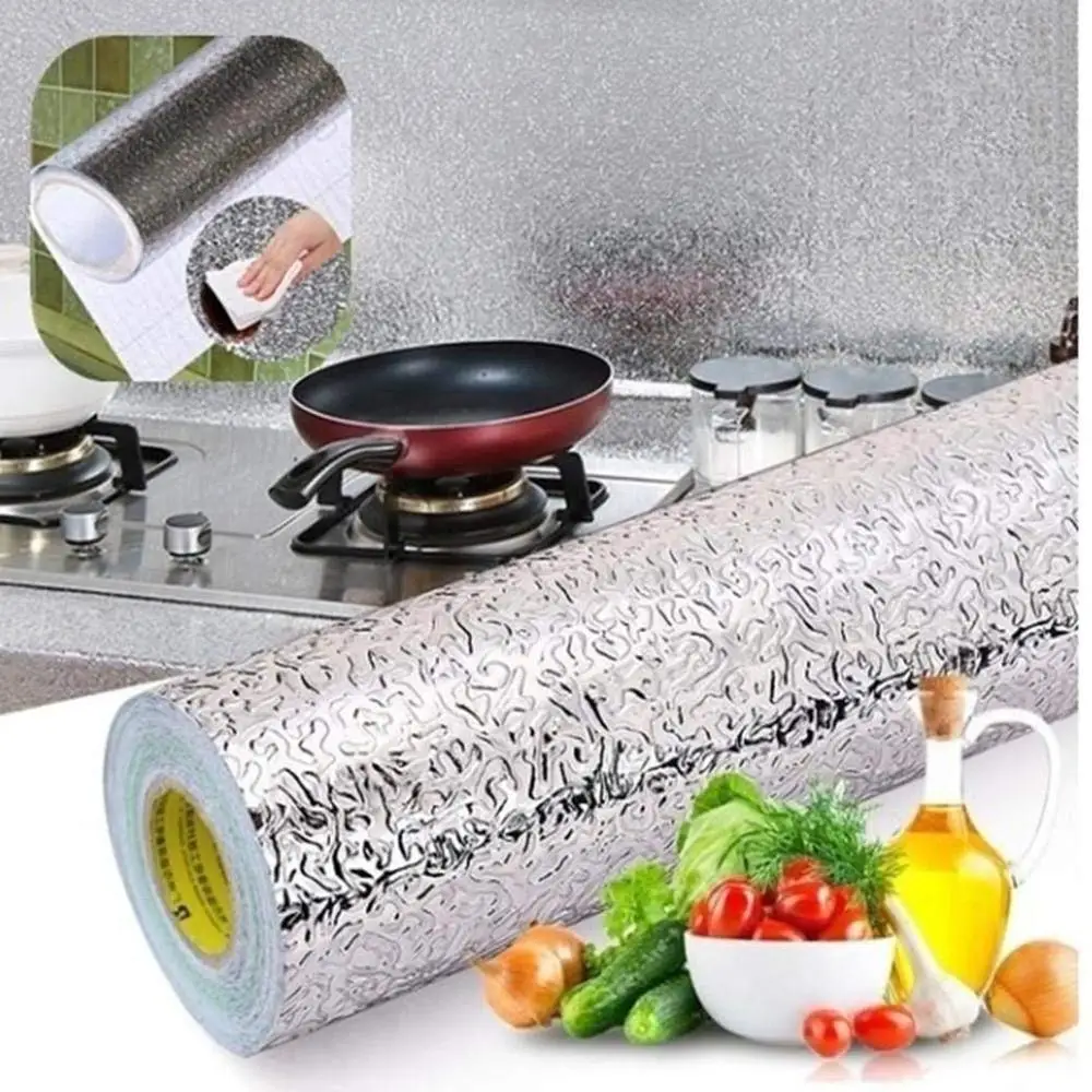 

Kitchen Stove Stickers Waterproof Aluminum Foil Oil-proof Anti-fouling High Temperature Self adhesive Wall Sticker 40*100 cm