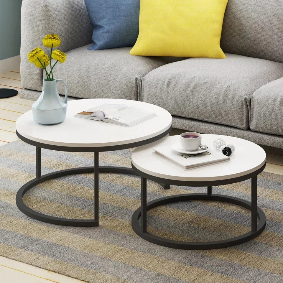 Steel Wood Nordic Style Home Wooden Coffee Table creative small apartment simple living room combination side mini round Steel Wood Nordic Style Home Wooden Coffee Table creative small apartment simple living room combination side mini round