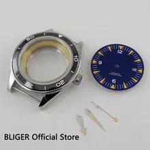 Классический 41 мм BLIGER роскошный Светящийся синий циферблат+ стрелки+ чехол для часов fit ETA 2836 miyota 82 движение часы с сапфировым стеклом чехол