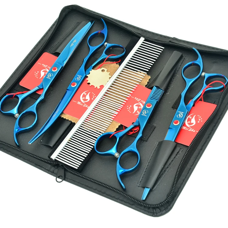 

Meisha 7 inch Professional Pet Grooming Scissors Kit Straight Cutting & Thinning & Curved Shears for Dog Grooming HB0117