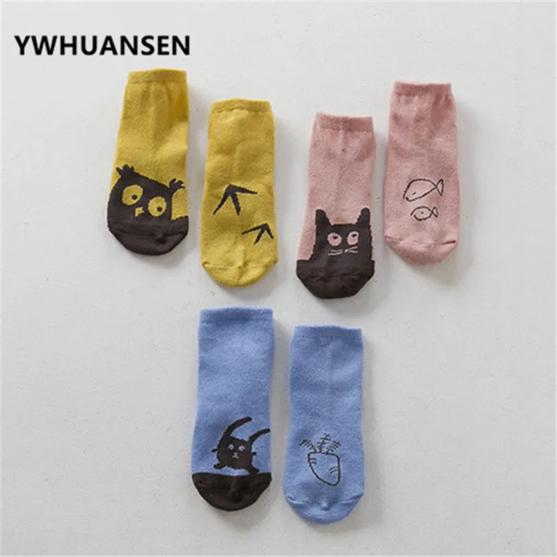 Весенне-осенние детские носки короткие носки для мальчиков с рисунком совы нескользящие носки для новорожденных детская хлопковая одежда для девочек с забавными рисунками