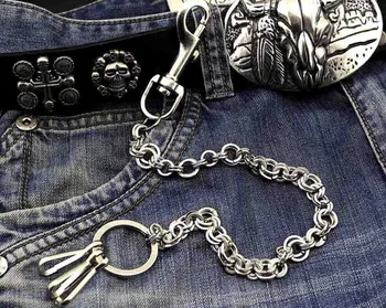 

Mens Simple Basic Silver Tone Ring Biker Trucker Jean Wallet Chain pants chain