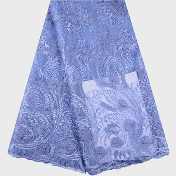 

African Lace Fabric 2019 French Lace Fabric High Quality Rhinestones and beads Nigerian Embroidery Tulle French Lace F1530