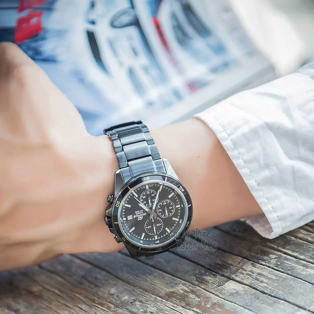 Casio Edifice часы мужские топ роскошный набор 100м Водонепроницаемый световой хронограф мужские часы военные кварцевые наручные часы F1 Racing Element Спортивные часы Черный ионный покрытием серии relogio masculino