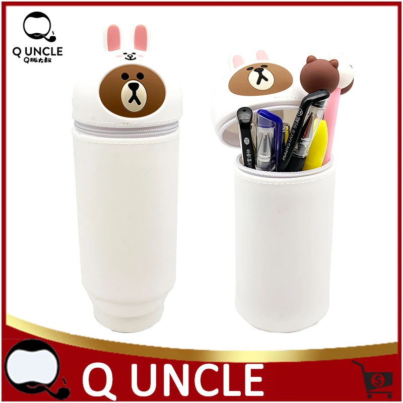

3D Cosmetic Bag Travel Case Portable Silica Gel Cartoon Makeup Zipper Bag Kids Pencil Case Student Pen Pouch Organizer Holder