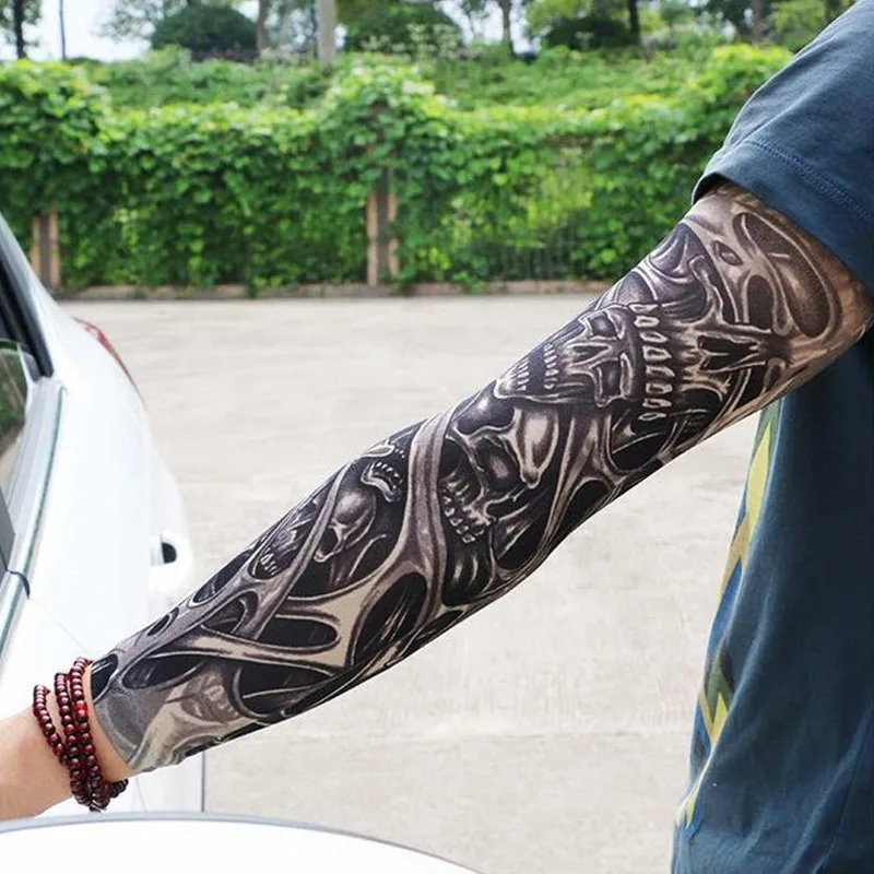 3D татуировки напечатанные руки поддерживающие наколенники Велоспорт Открытый велосипед Баскетбол Компрессионные рукава с манжетами Защита от солнца