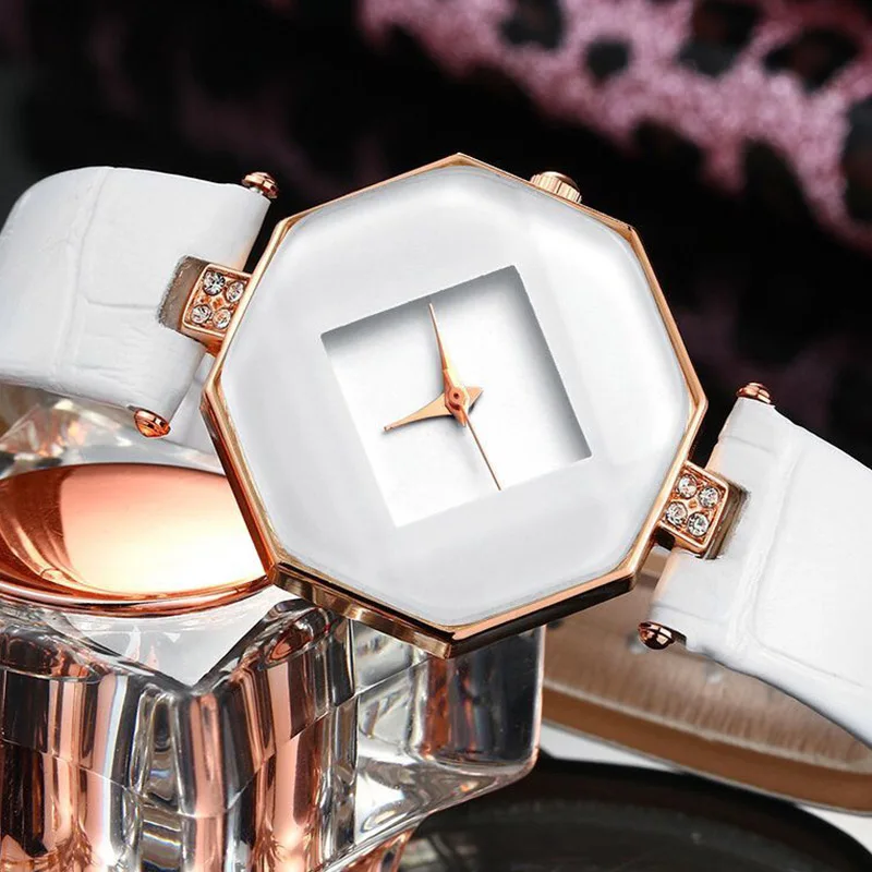 

Fashion watch diamond watch latest high temperament Geneva fashion ladies quartz watch white leather ladies casual watch