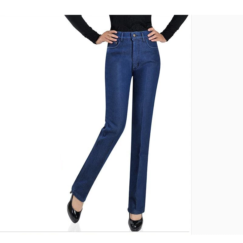 2016 Warm Women Jeans High Waist Pants Female For Winter Stretchy Brand High waisted Jeans Femme