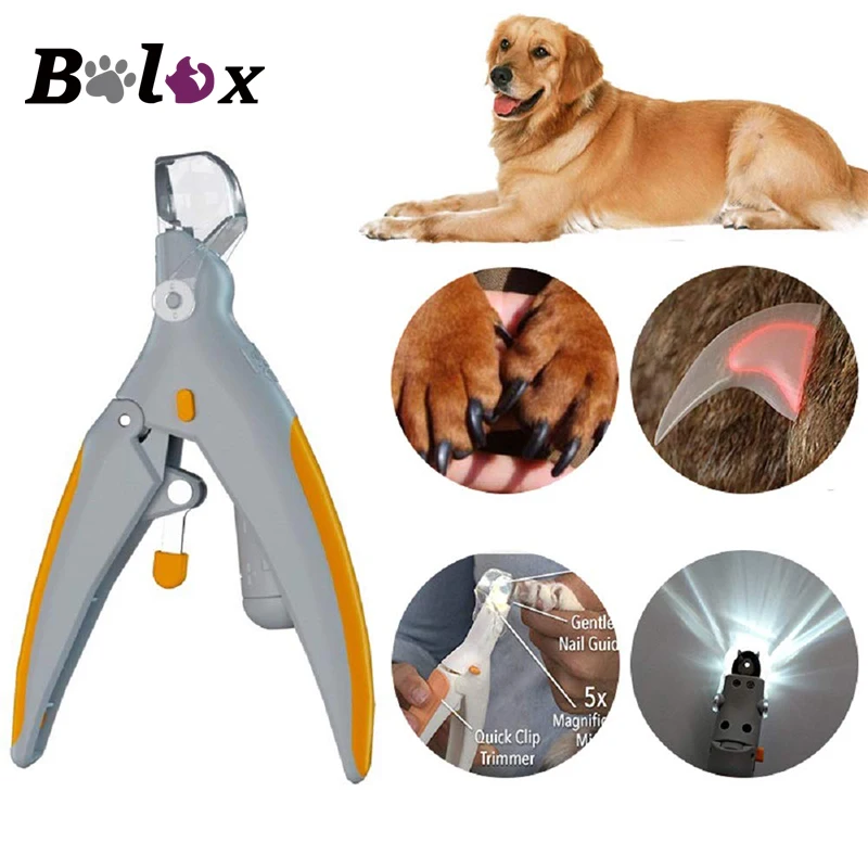 Pet Nail Clipper Pet Grooming Nail Scissors with Super Bright LED Lights and 5X Magnifying Glass for Dog Cat Safety Nail Trimmer