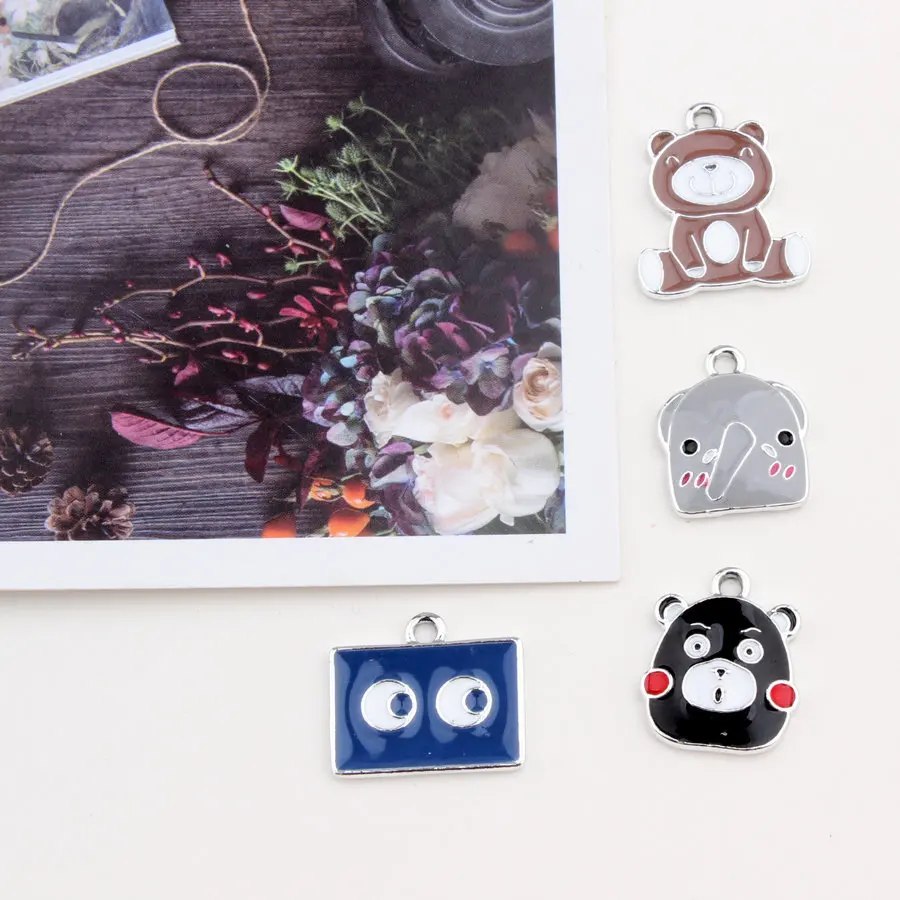 Cartoon Drop Oil Dangle Charms Alloy Bear elephant Enamel Pendant Charm Pendants for DIY Bracelet Necklace Jewelry Making | Украшения и
