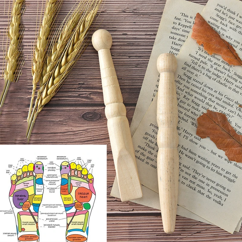 2PCS Original Wooden Body Massage Stick Foot Relieve Muscle Pain Relax