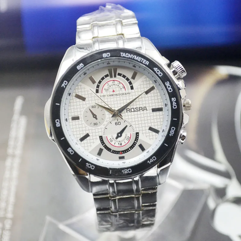 Jhlf Men's Women Three Eyes Six Needles, Steel Belt, Quartz Business Watch, Multi-function Life Waterproof