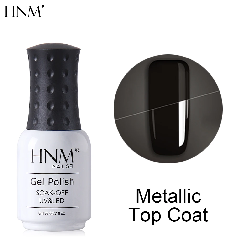 

HNM 8ML Metallic Top Coat UV LED Nail Gel Primer for Nails Coat Rubber Gel Nail Polish Stamping Enamel Gel Varnish Painting
