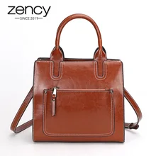 Zency Большая вместительная женская сумка-тоут натуральная кожа винтажная женская сумка-мессенджер на плечо сумка-портфель черный коричневый