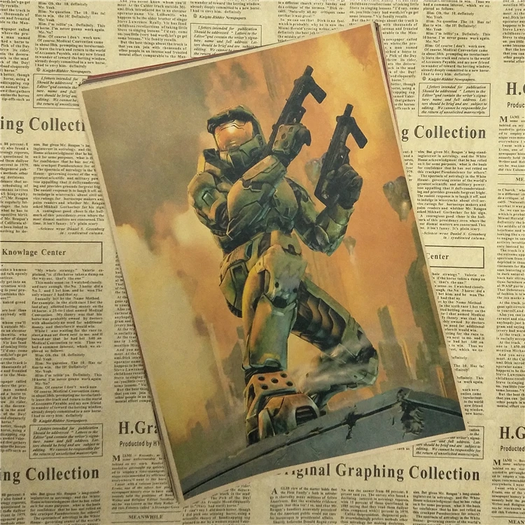 HALO 4 5 Guardians Master Chief Art винтажный основной плакат из крафт-бумаги с принтом Vedio игры картинки для гостиной настенный Декор