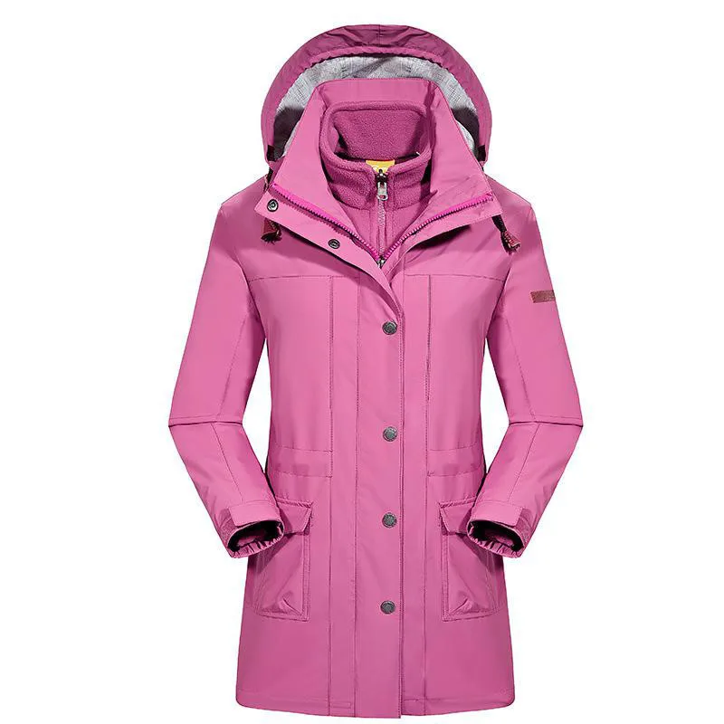 

Mortonpart Womens Winter Long 3in1 Fleece Liner Waterproof Outdoor Jacket Women Camping Ski Hiking Coat Fishing Feminino