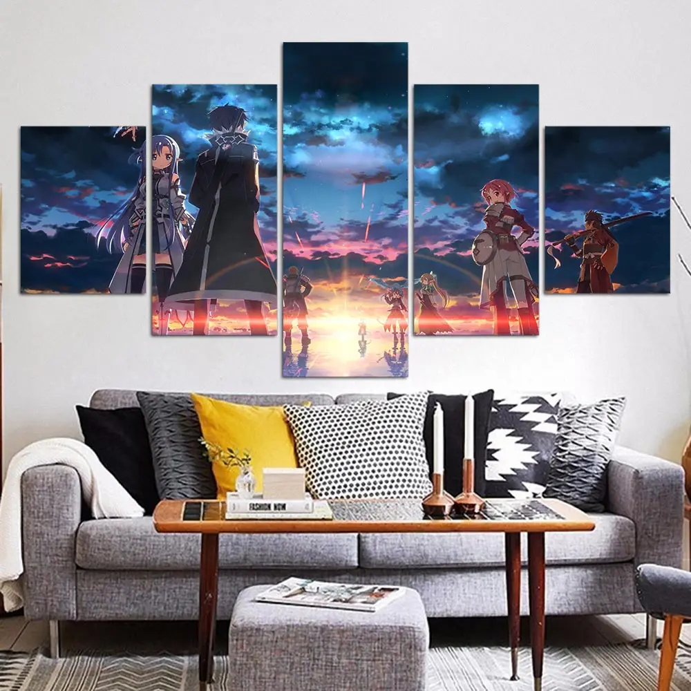 Wall Picture 5 piece Japan Sword Art Online poster Canvas painting Janpanese poster and Prints 5 panel Canvas Painting F1032 Wall Picture 5 piece Japan Sword Art Online poster Canvas painting Janpanese poster and Prints 5 panel Canvas Painting F1032