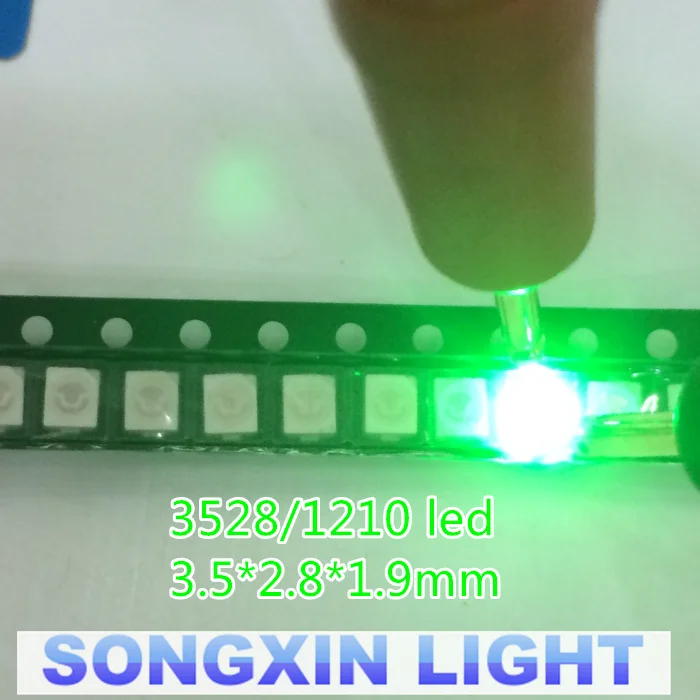 

2000pcs SMT SMD LED 3528 1210 Water Green Ultra Bright Light-Emitting Diode LED Diode Chip Lamp