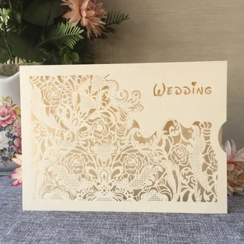 

20pcs New Romantic Wedding Decoration Invitations Cards Laser Cut Pearl paper Wedding Birthday Supplies Greeting Blessing Card