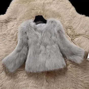 

Women Fake fur Coat Solid Short Style Elegant Slim Jacket Winter Long Sleeve Warm Clothes