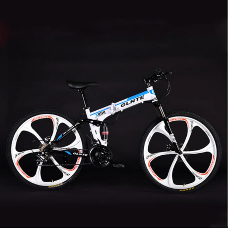 Горный велосипед, складной велосипед, шесть колес для мужчин и женщин, для взрослых, 26 дюймов, 21 скорость, 24 скорости, 27 скоростей - Цвет: 24speed blue