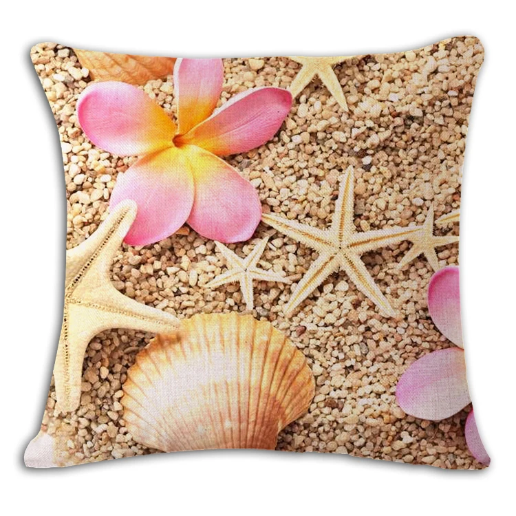 Sea Beach Cushion Cover Woven Linen Family Affection Sofa Car Seat Family Home Decorative Throw Pillow Case Housse De Coussin