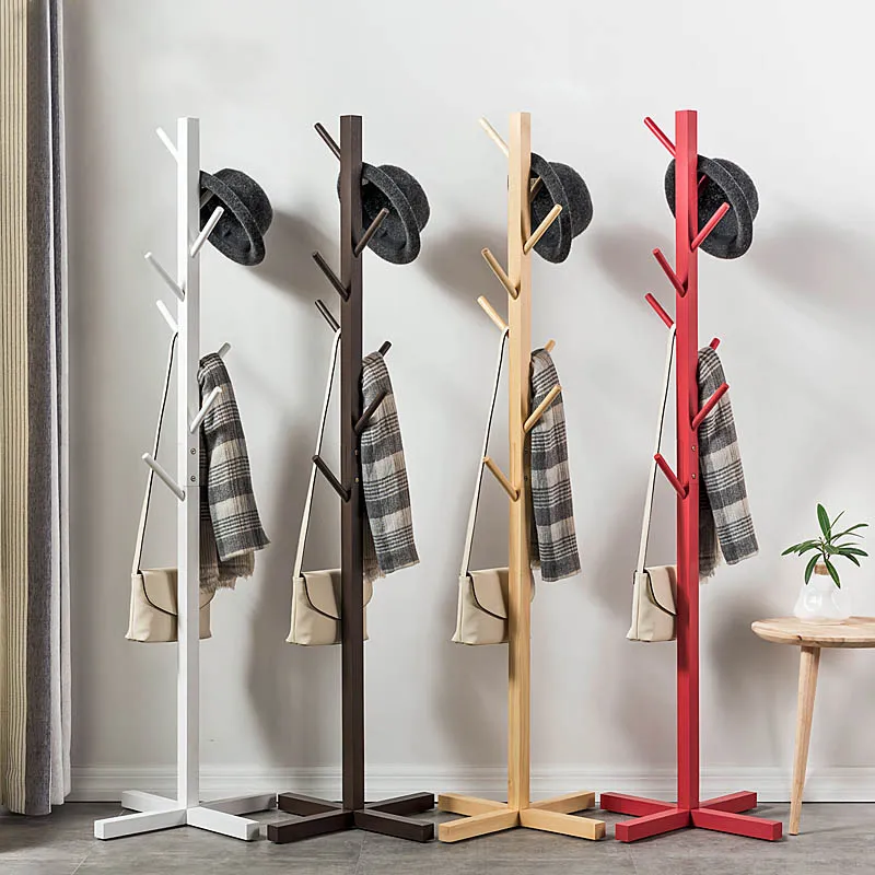 Simple Solid Wood floor Coat Rack creative Multifunctional art living ...