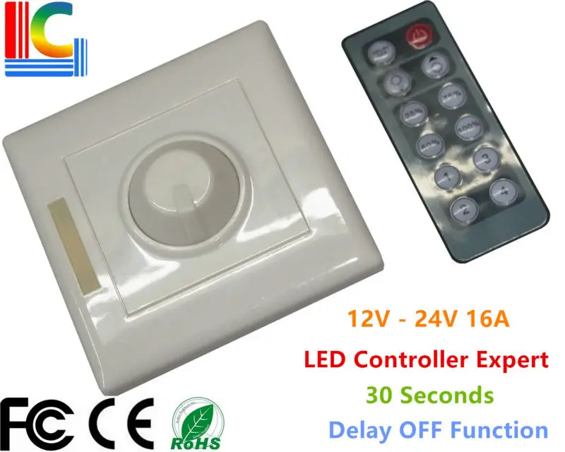 

PWM IR LED Dimmer 12V 24V 8A Brightness Adjustable with 12 Button Wireless Remote Control for LED Strip Light CE Freeshipping