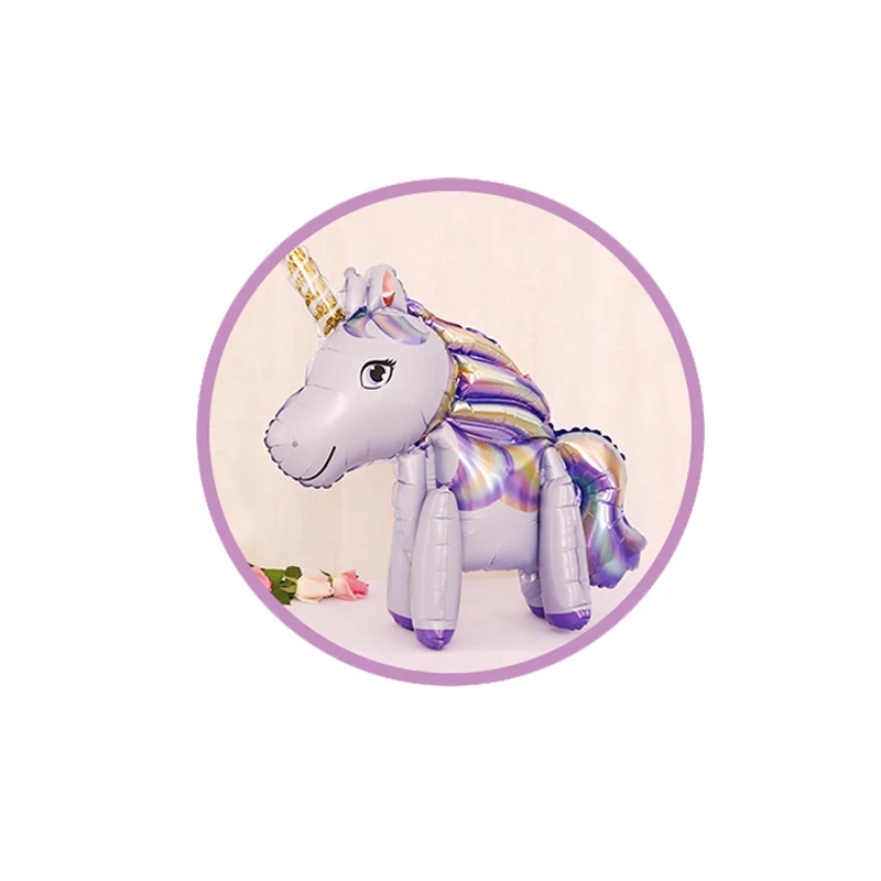 RainbowPurpleUnicorn 1 шт. Единорог праздничные украшения: воздушные шары большой единорог Balloon3D мини Единорог шар День рождения Baby Shower Свадебные украшения - Цвет: RainbowPurpleUnicorn