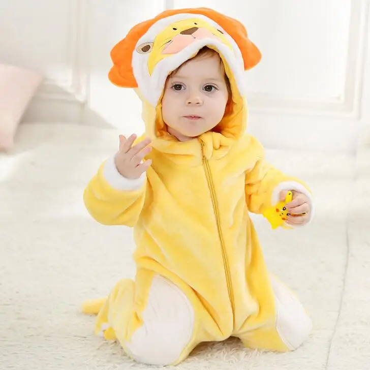 Orangemom/брендовая осенняя одежда с героями мультфильмов; фланелевые комбинезоны для новорожденных; Модная одежда с животными для малышей; пижамы для девочек; верхняя одежда - Цвет: yellow